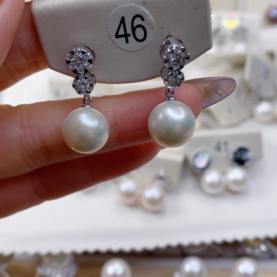 淡水珍珠耳饰银S925镶嵌