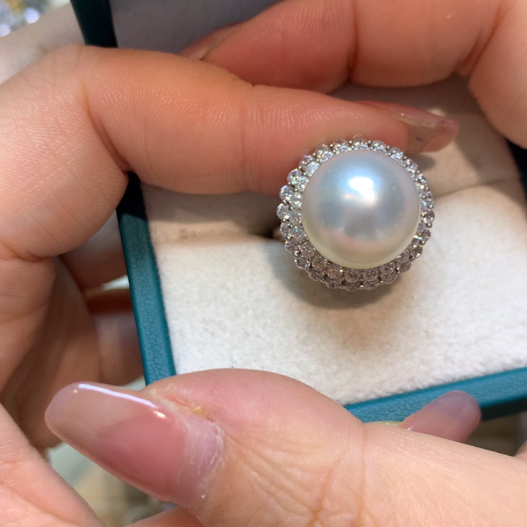 海水珍珠戒指银S925镶嵌