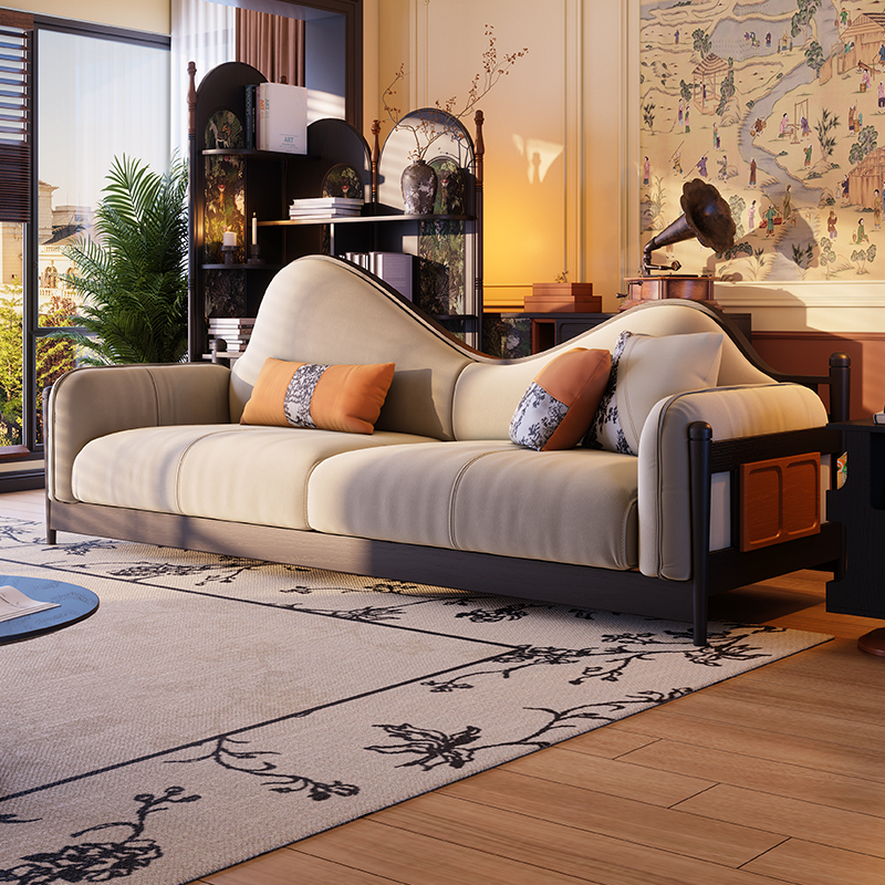 同言 法式复古沙发简约双人位三人位中古风小户型客厅布艺沙发