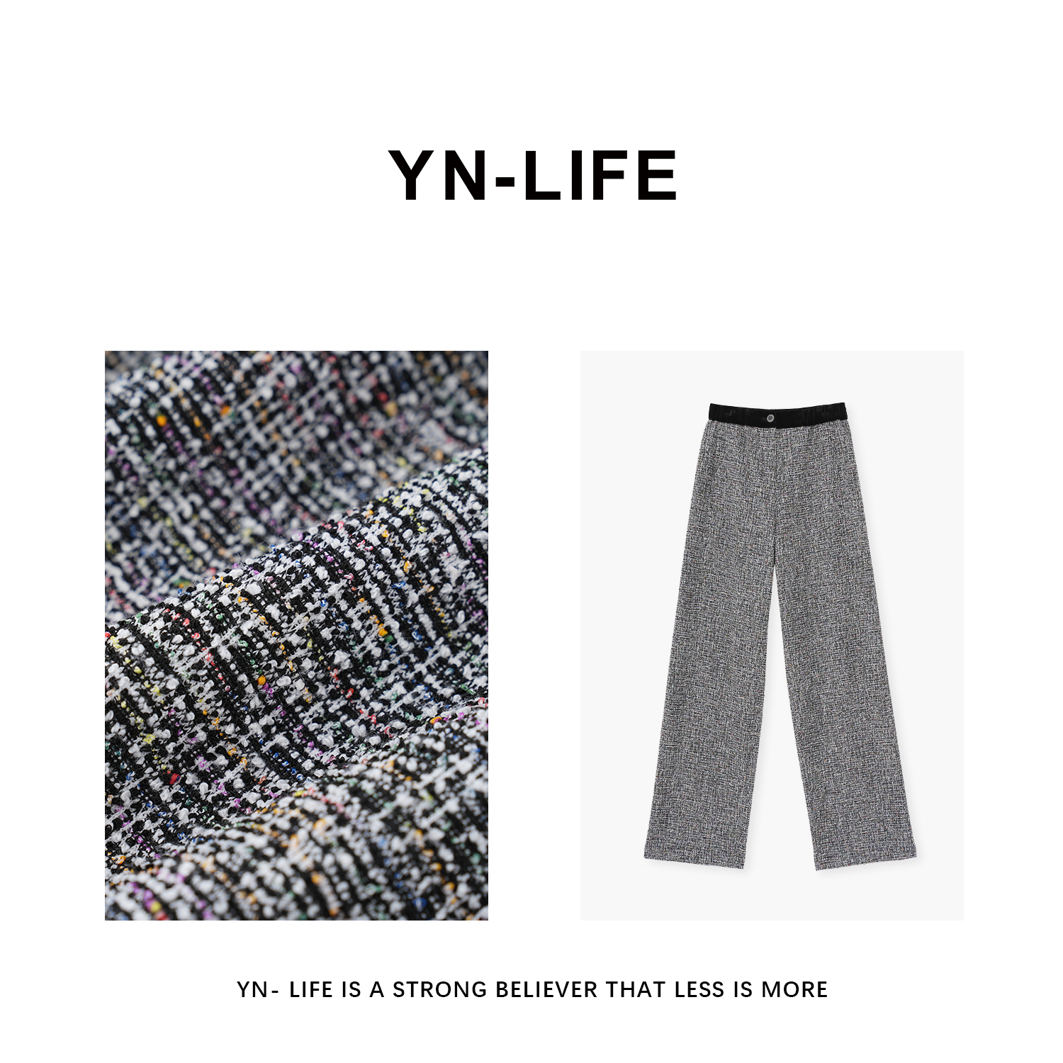 YN-SHUZE设计师直筒简约格纹休闲裤YNX8602