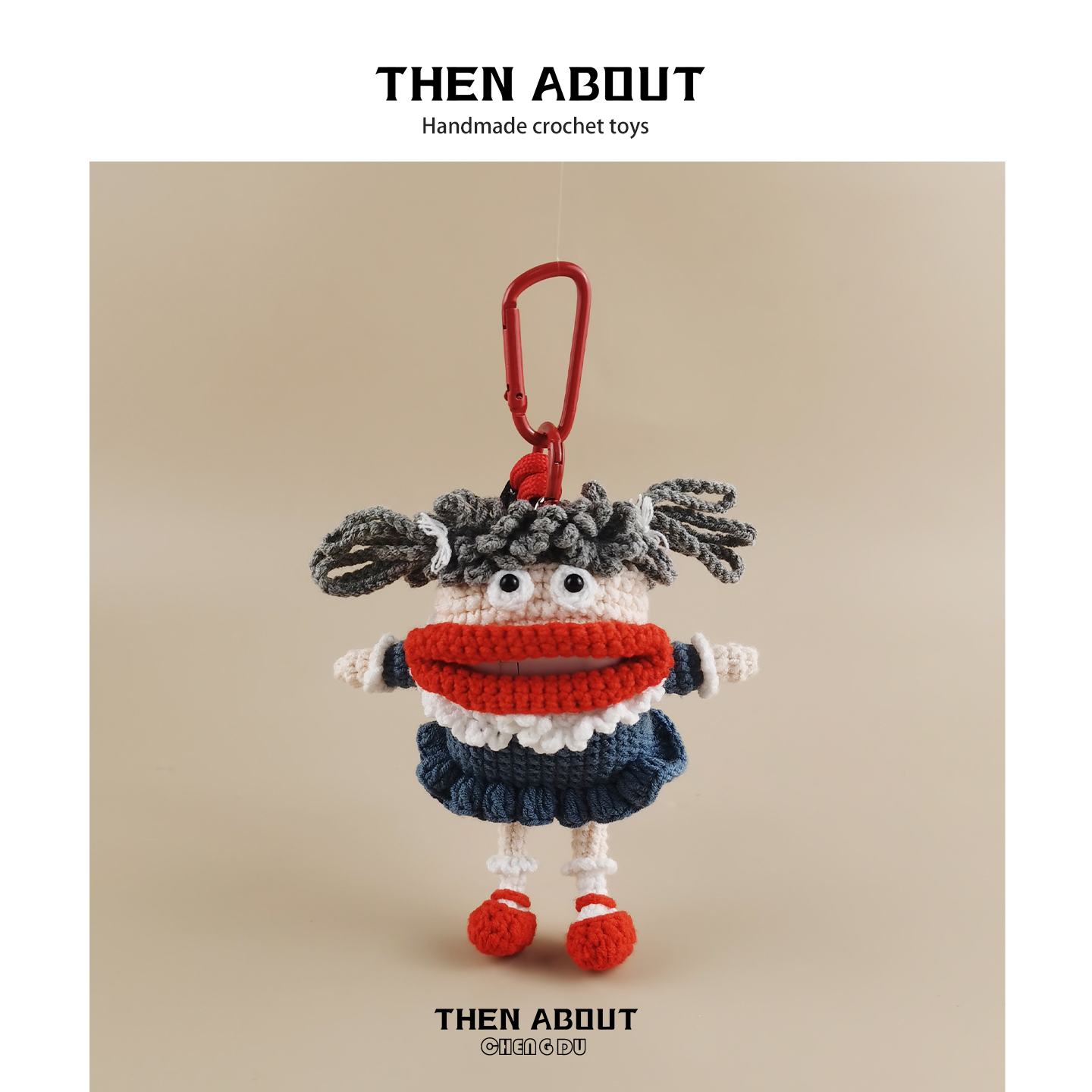 thenabout 可爱大嘴小女孩耳机包零钱包包包挂件挂饰钥匙扣小礼物