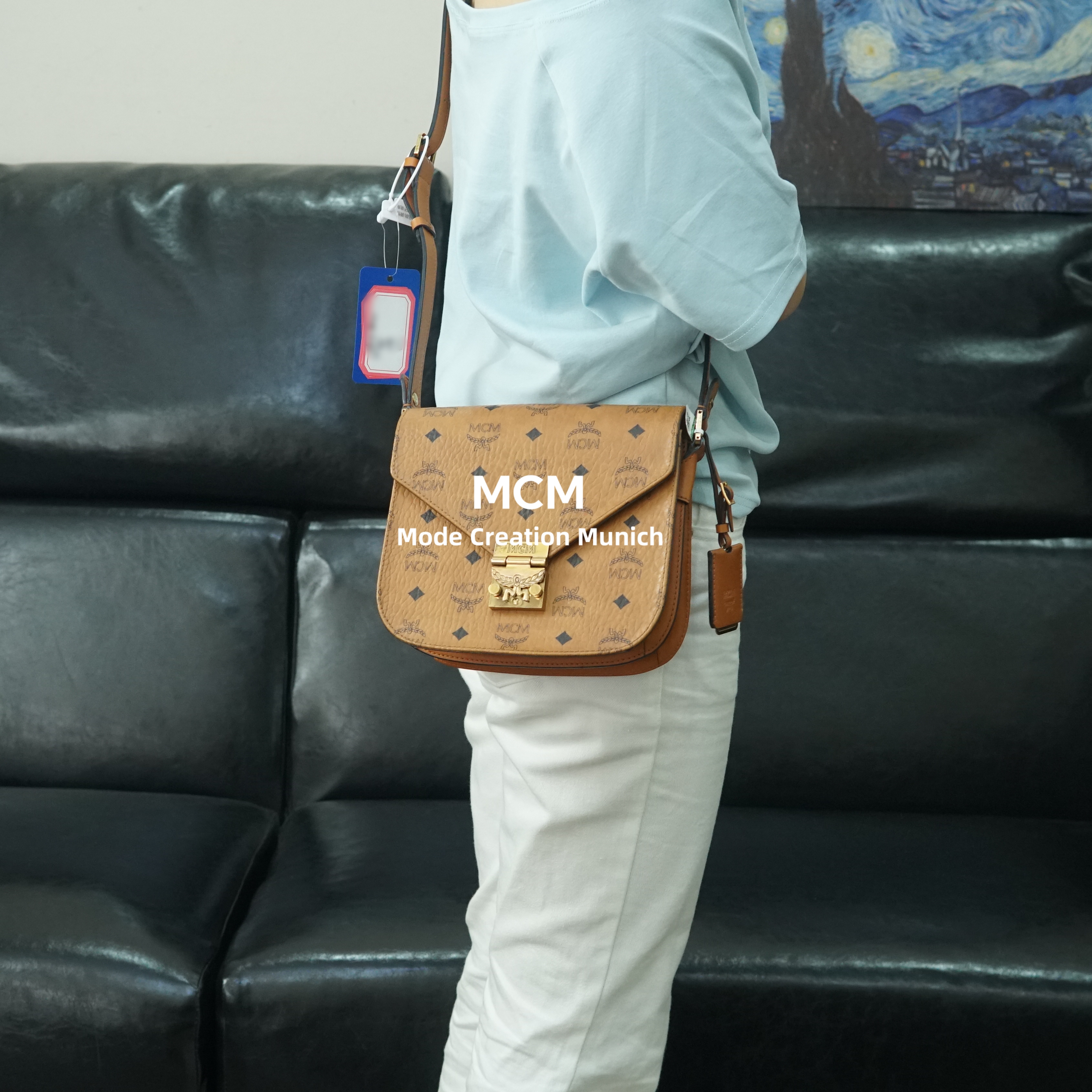 95新 MCM 干邑色马蹄包/FYWJ02712019/2019