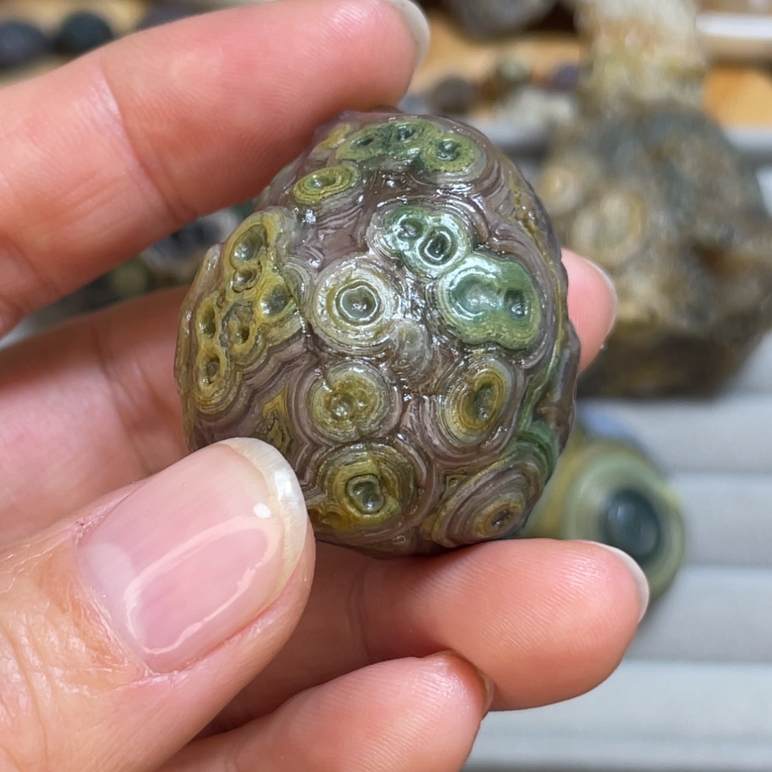 大理石非金属眼睛石手把件