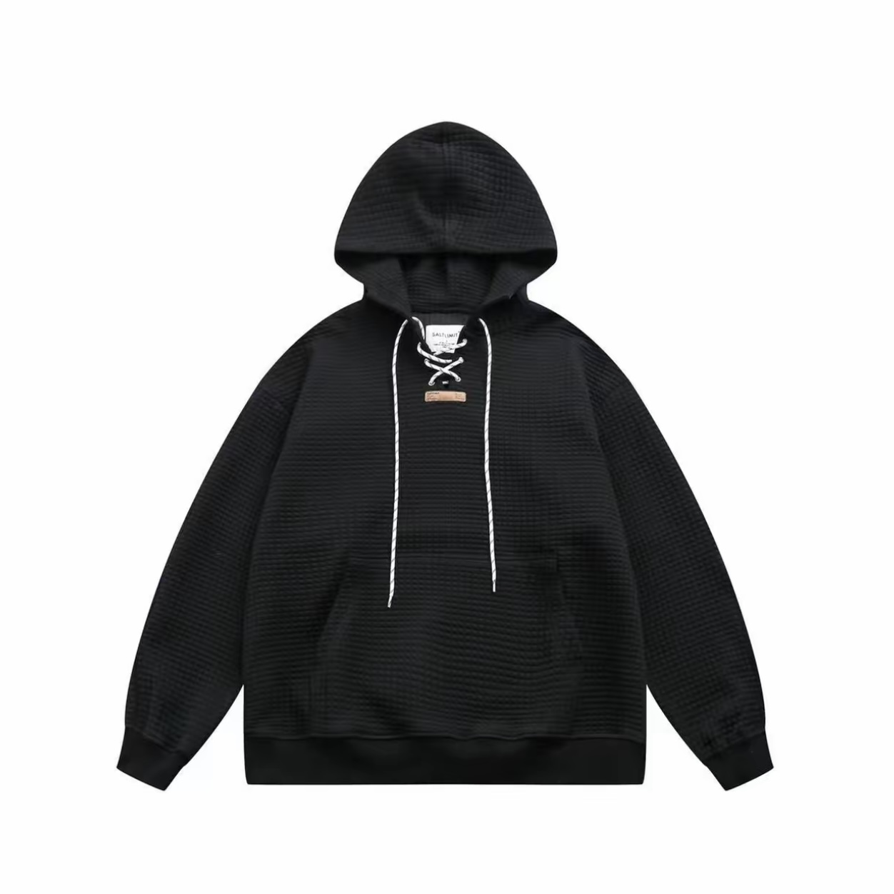 春秋季美式复古阿美咔叽华夫格连帽卫衣男女宽松休闲上衣-2301