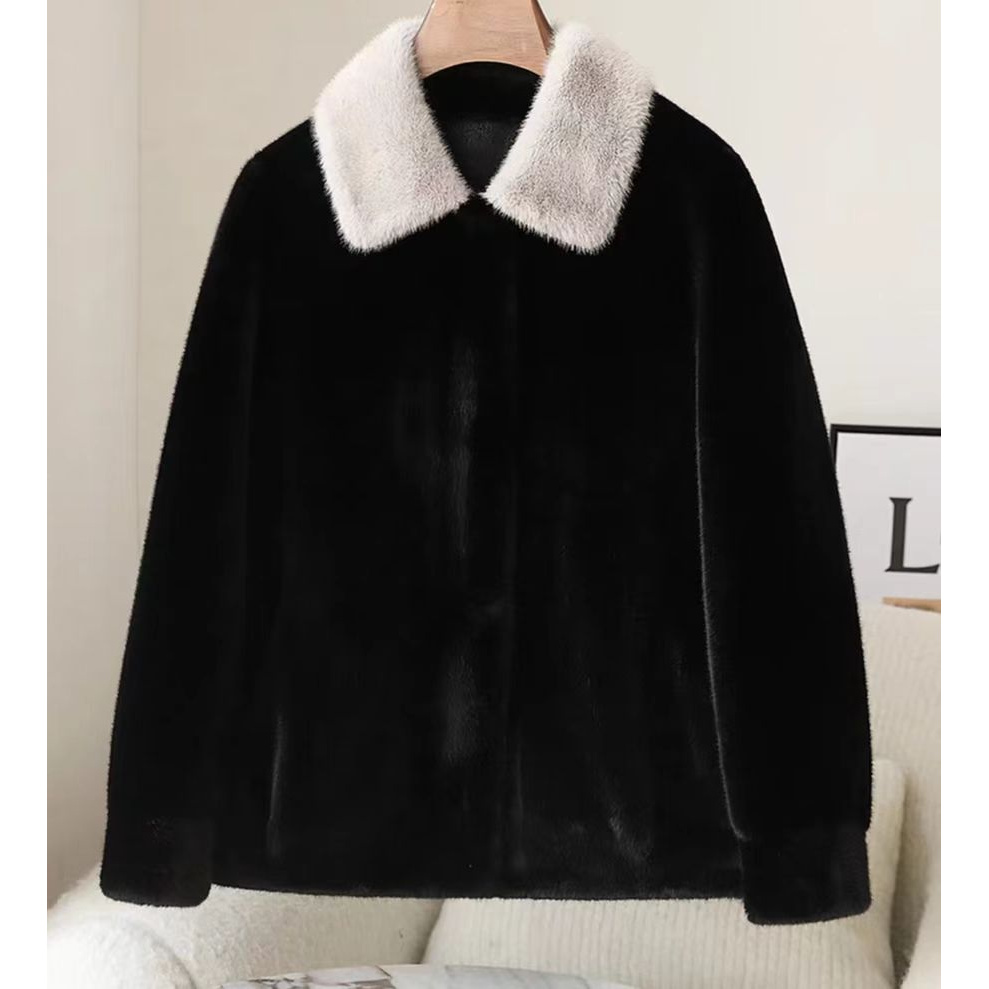 2025冬装新短款显瘦简约减龄毛毛外套