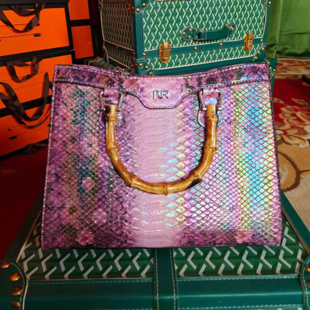  【集合店】4301拉链紫色手拎包单肩包