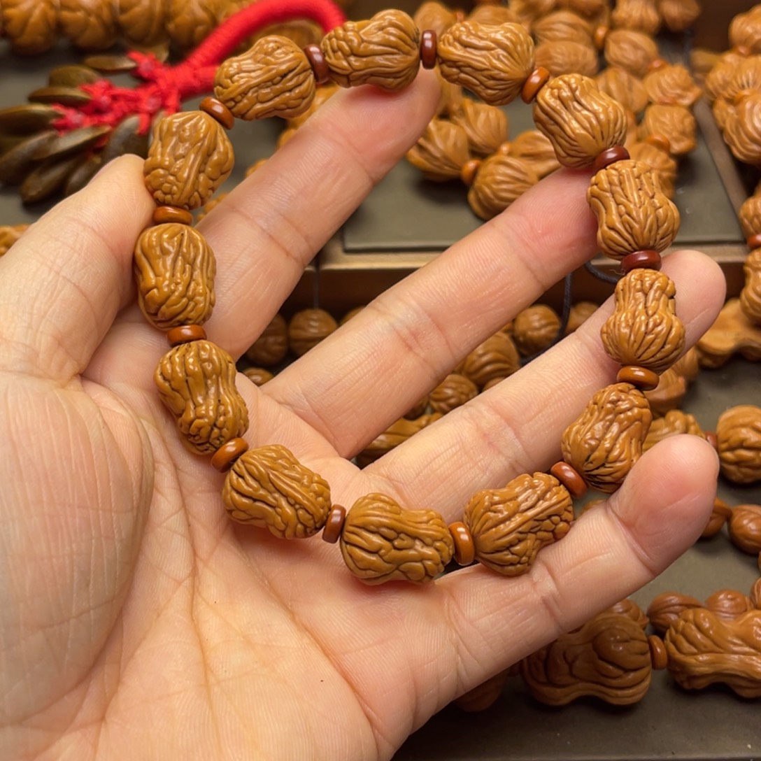 绿***梦手串桃核龙纹桃核15
