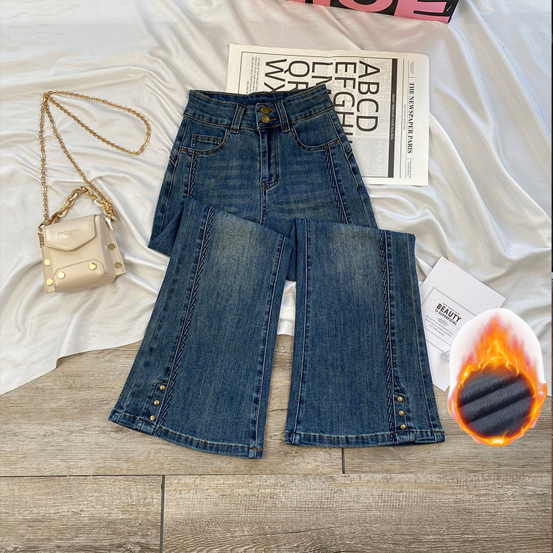 “现货现发”单裤/加绒”琥珀流光2025秋季新款裤子百搭喇叭裤S5519