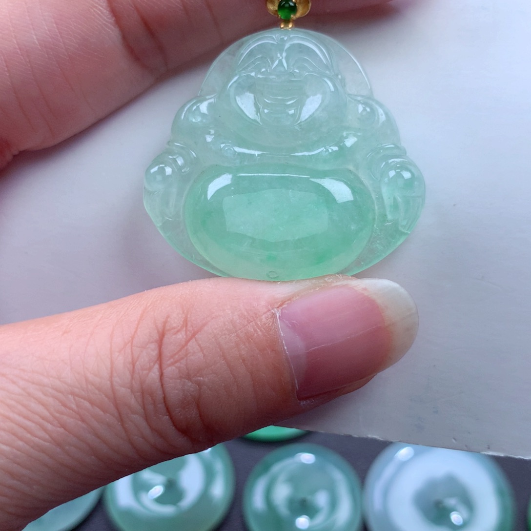 翡翠吊坠(不含链)18K金镶嵌