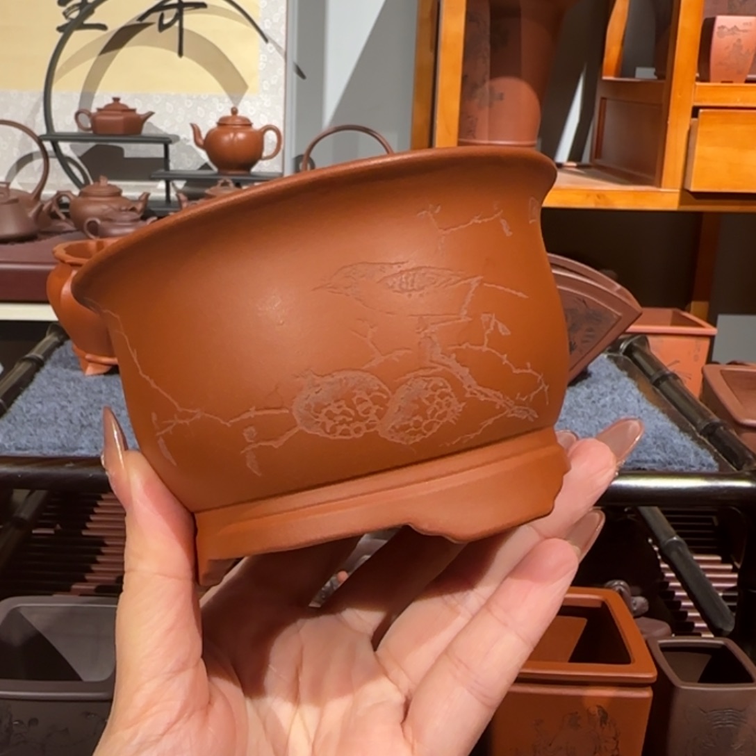 紫砂花盆口径10深度6