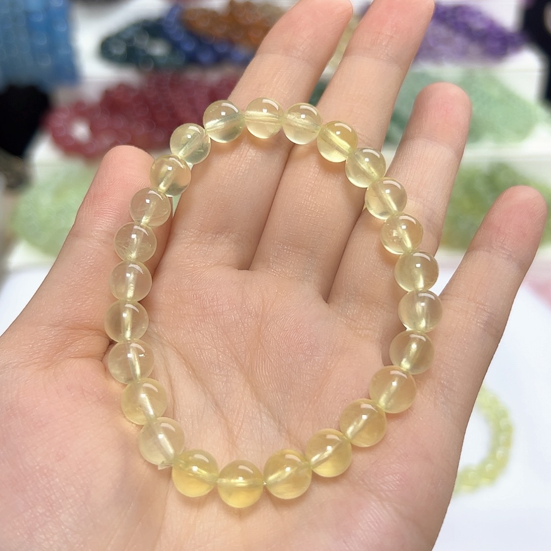 水晶手串未镶嵌橘****?浅金葡萄7咪拍二次合一单 不带证