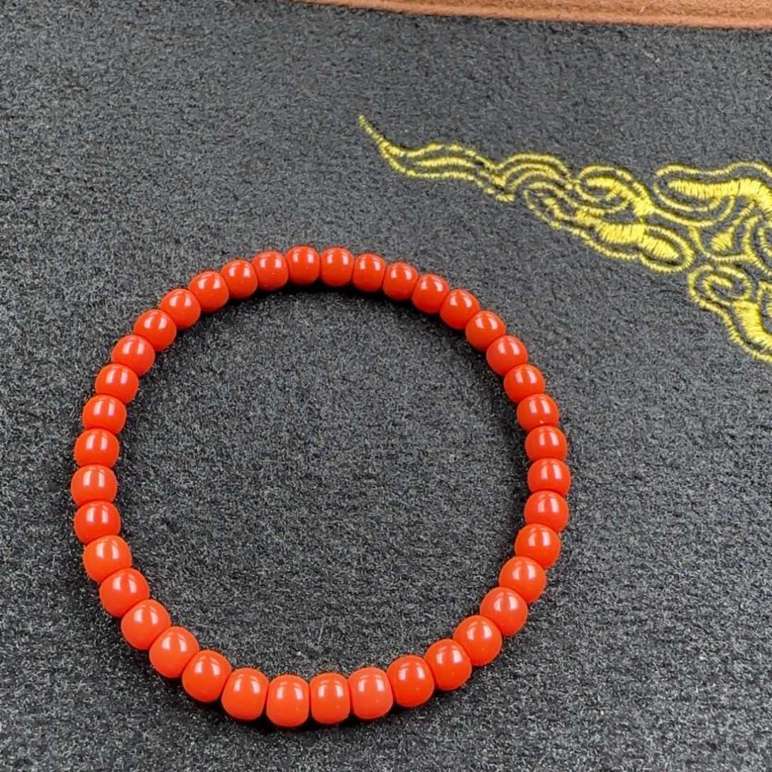 未镶嵌手串南红玛瑙满色满肉5mm锦红老型单圈