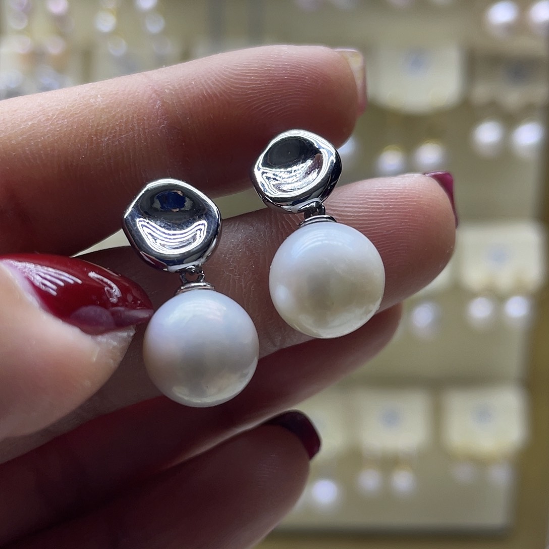 淡水珍珠耳饰银S925镶嵌