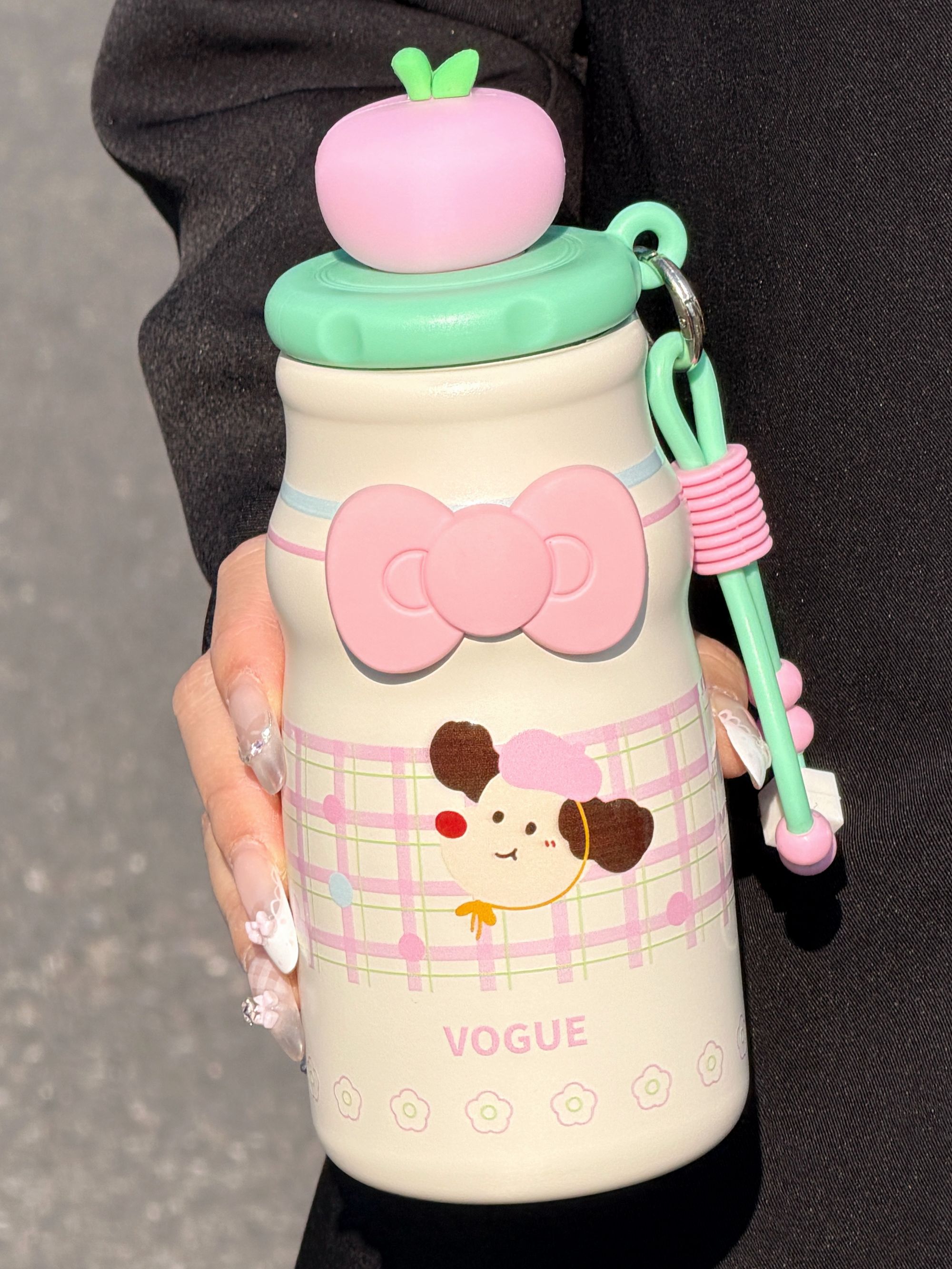 新款高颜值女生保温杯吸管杯学生上学专用便捷运动水杯茶水分隔