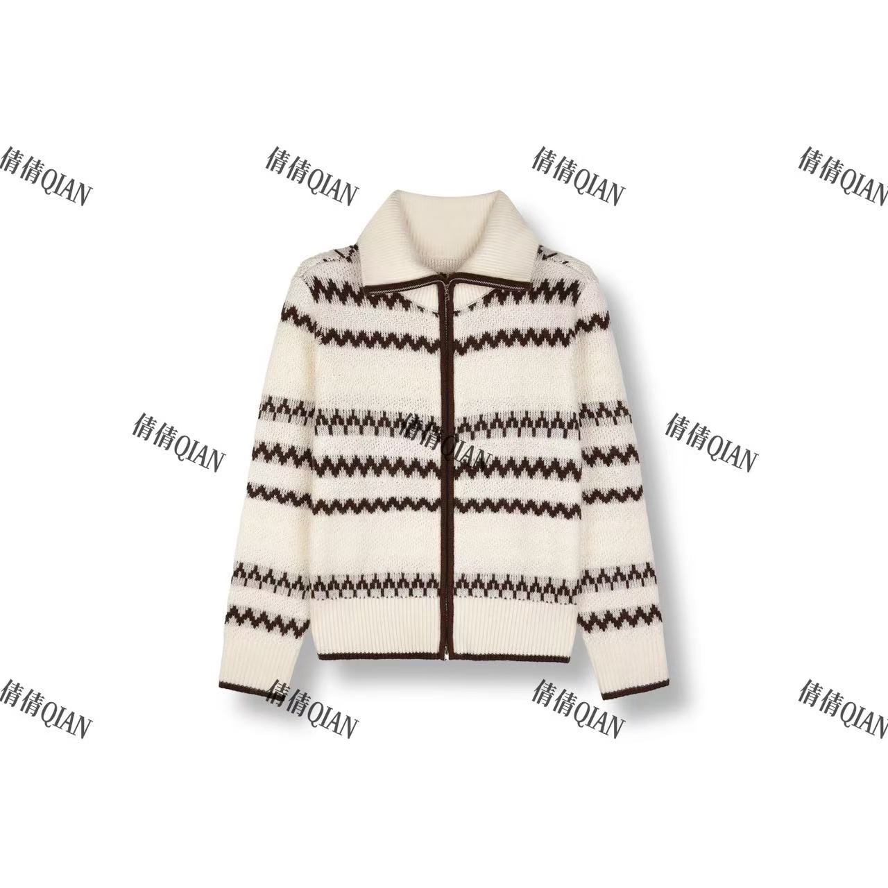 时尚提花设计针织衫拉链开衫氛围感（CY-012-1293）