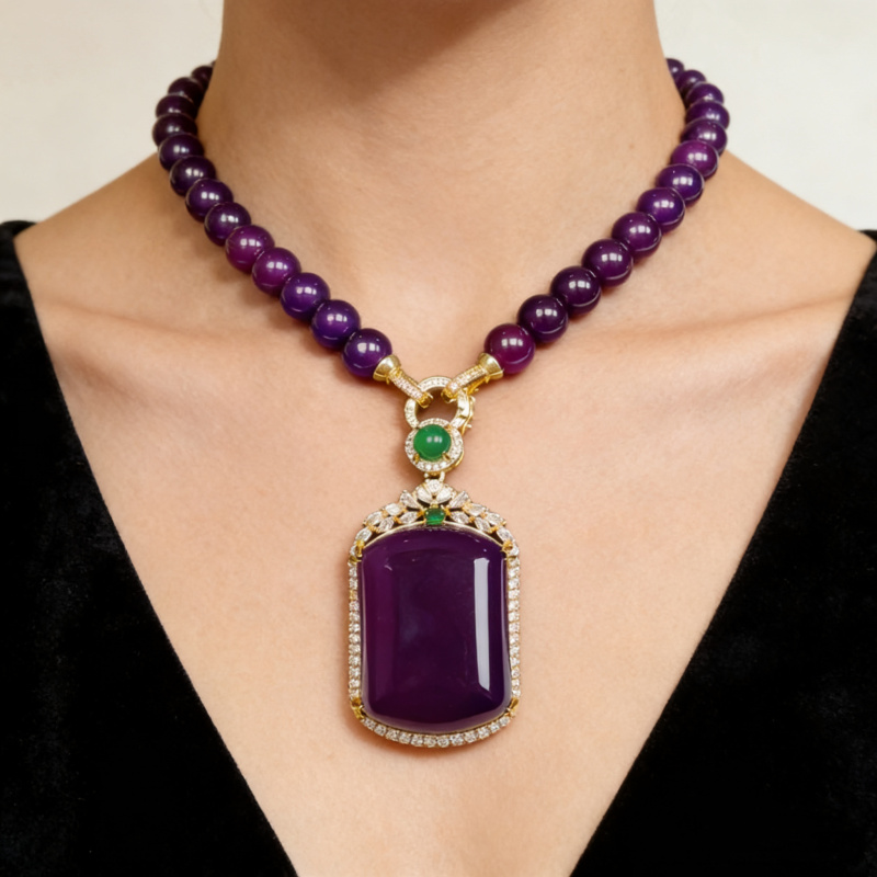 ZH71-天然  高端  大气   -时尚  绿玉髓   无事牌 紫玉髓 吊坠-