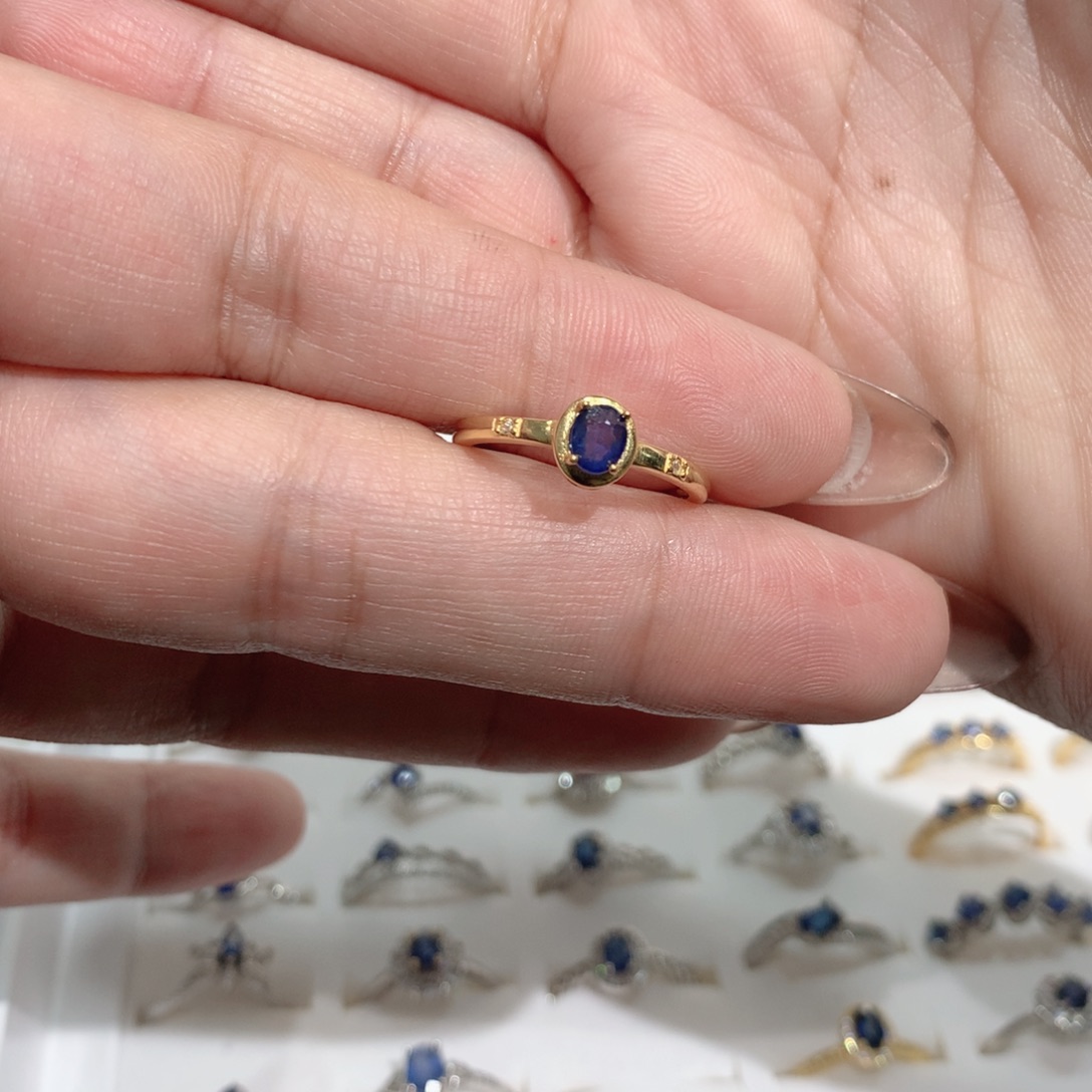 戒指蓝宝石银S925镶嵌