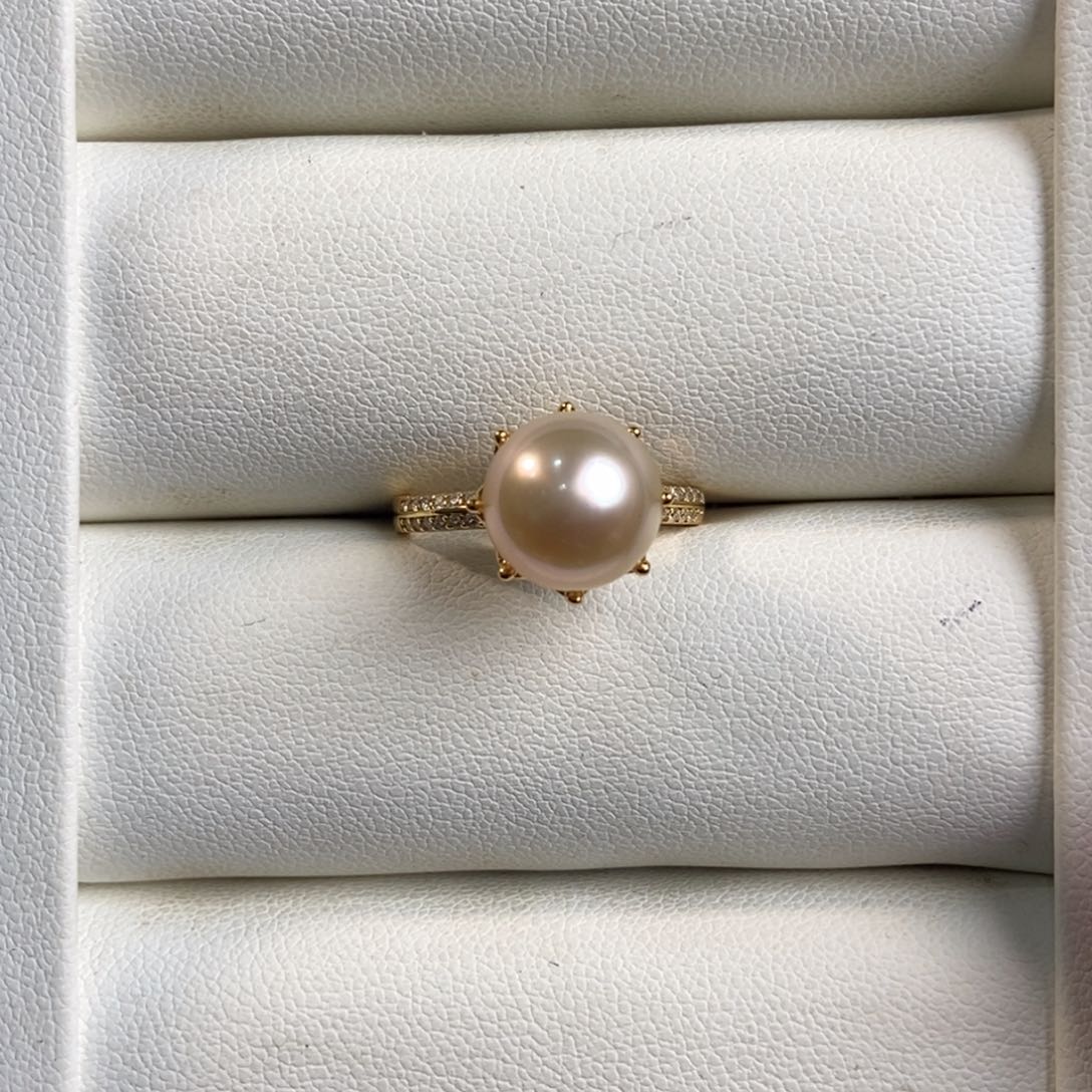 海水珍珠戒圈银S925镶嵌