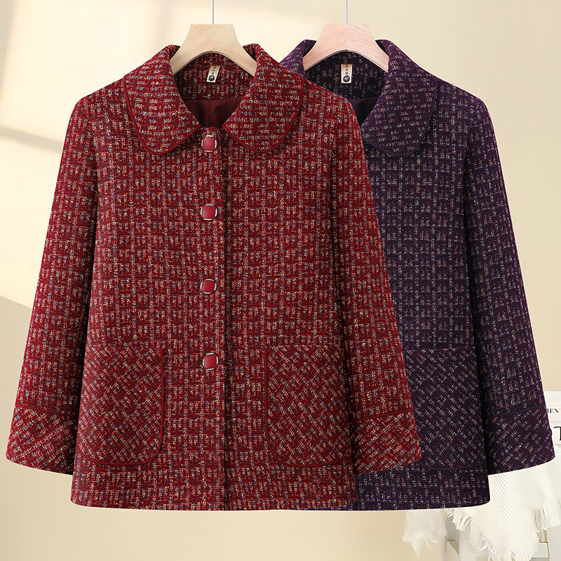 2025奶奶秋冬外套女中老年人奶奶衣服老人老太太洋气新款呢子外套