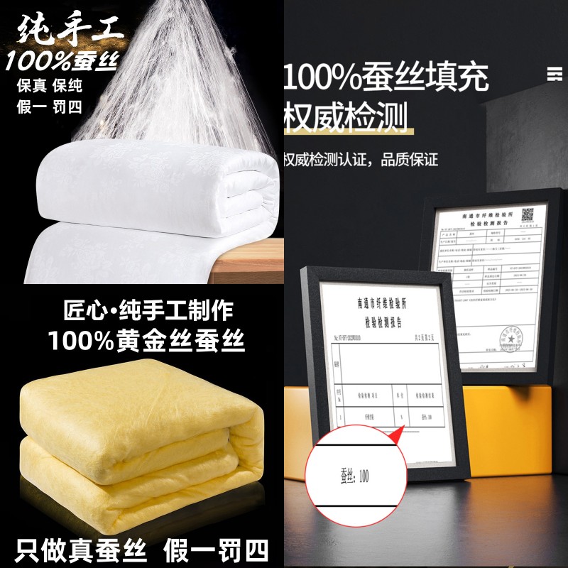 棉梦  专柜款黄金丝【牡丹花】 100%蚕丝被 春秋被 