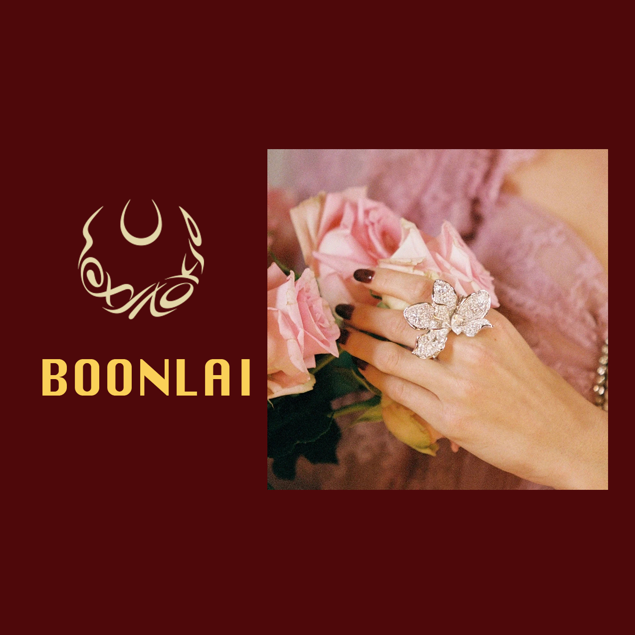 铜合金锆石戒指 Boonlai 银色满钻花朵戒指4122