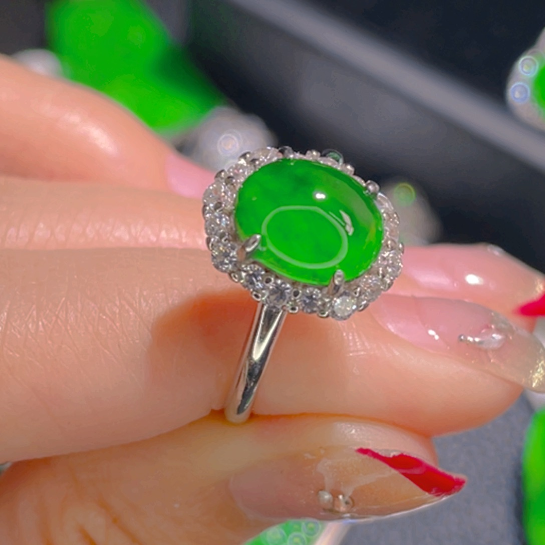 翡翠戒指银S925镶嵌。1111111111111