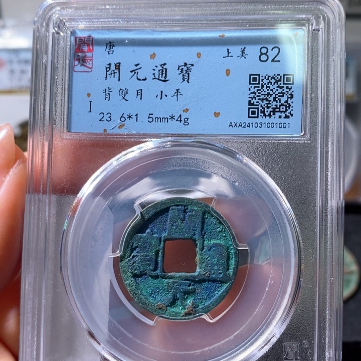 铜5开元通宝背双月1001