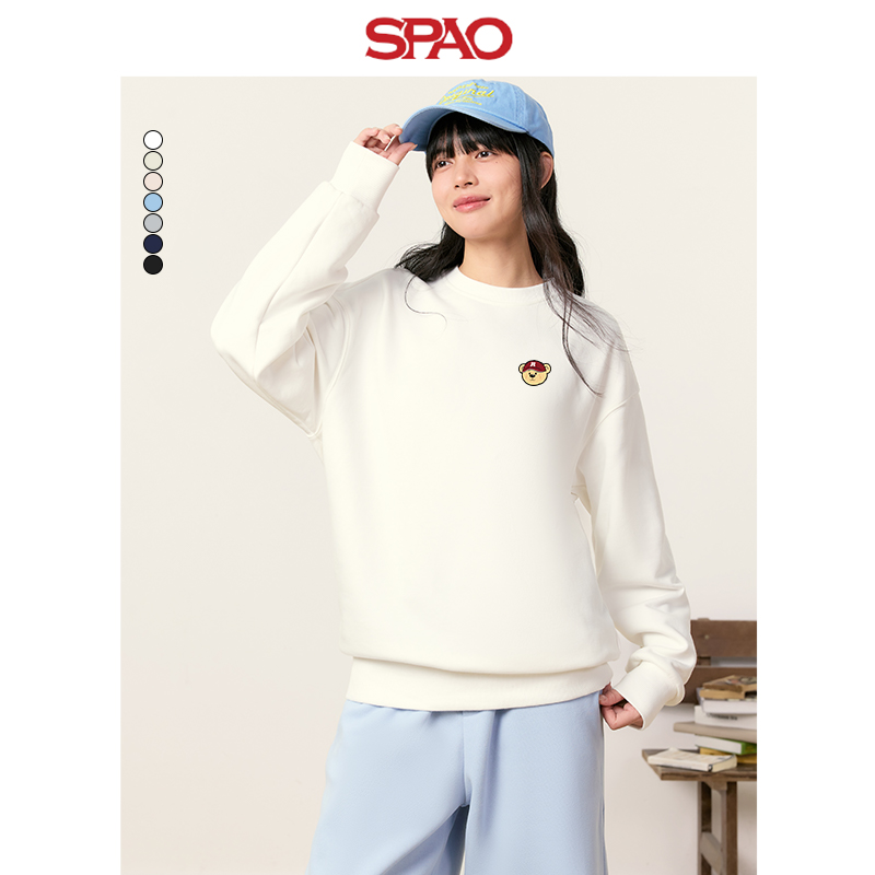 SPAO韩国同款潮牌情侣卫衣春秋季宽松圆领时尚休闲简约男女上衣ZL