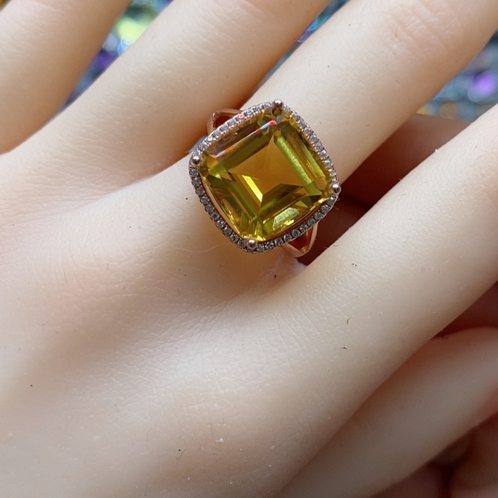 水晶戒指银S925镶嵌天然水晶戒指