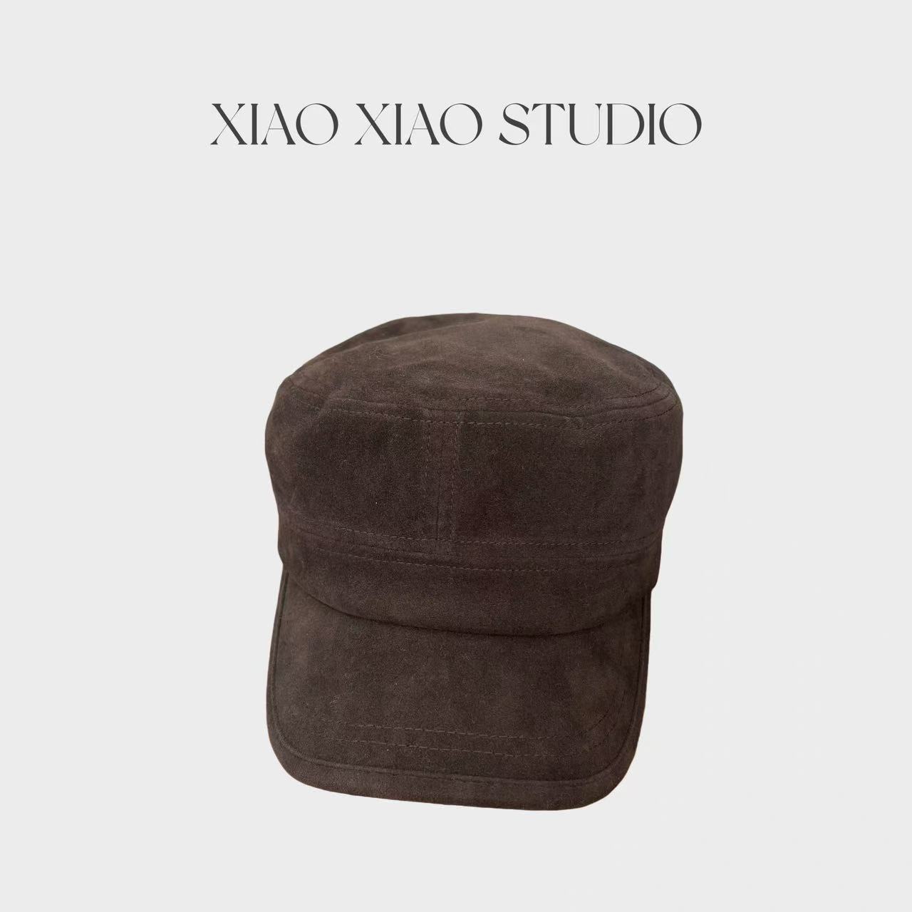 潇潇STUDIO-高智美学 宽檐秋款麂皮绒平顶百搭马术帽