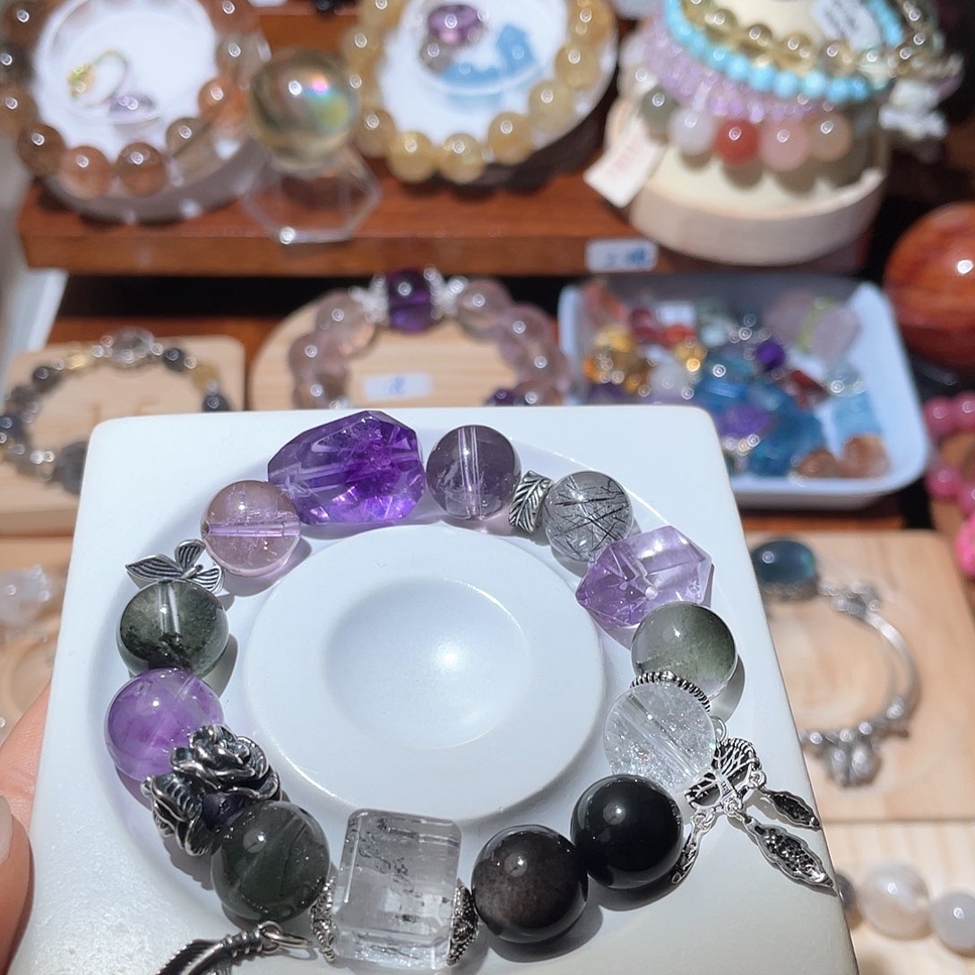 水晶手链未镶嵌朵*?紫水绿幽灵12