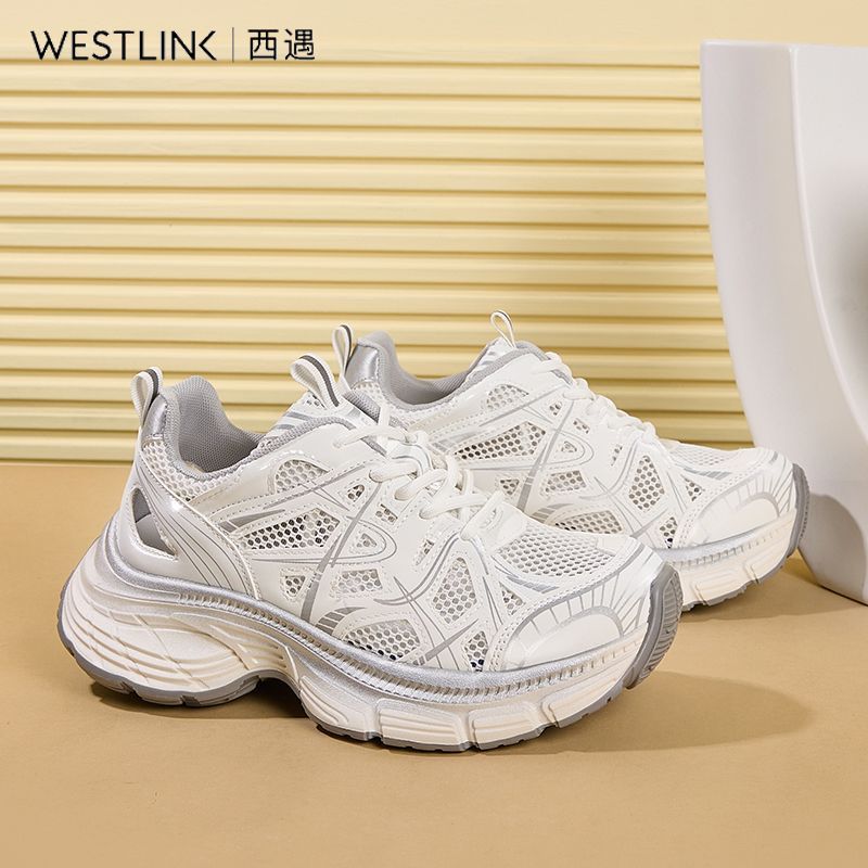 运动鞋时尚潮流老爹鞋休闲鞋女士银色老爹鞋春夏网面