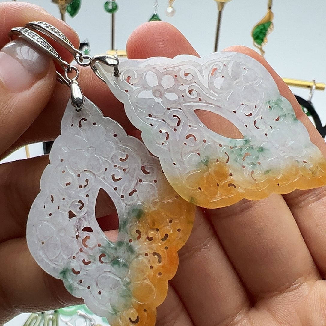 馨***奾翡翠银S925镶嵌耳饰天然缅甸A货翡翠