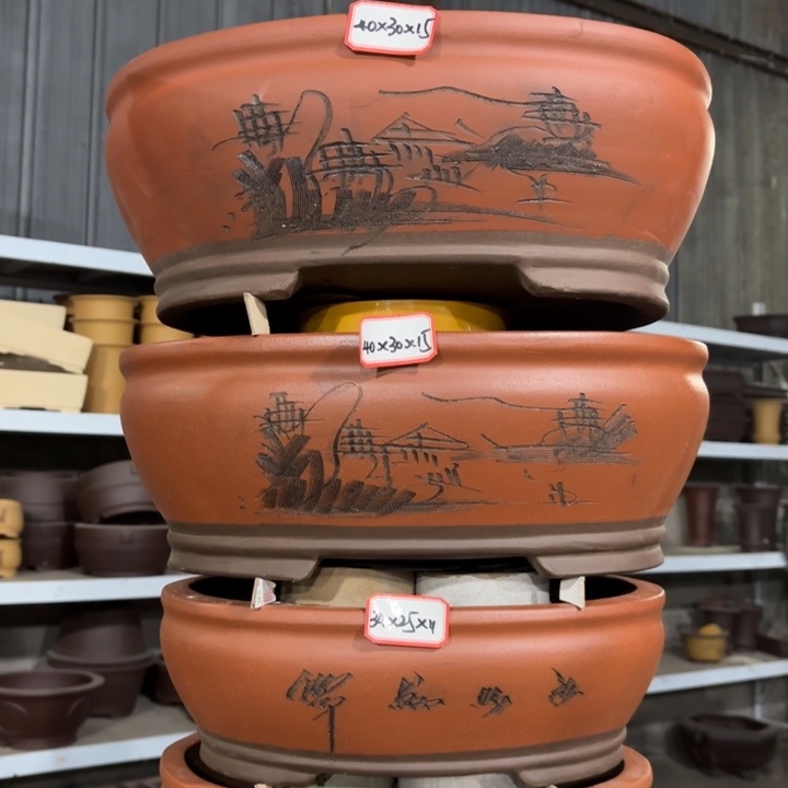 紫砂花盆128-4。       