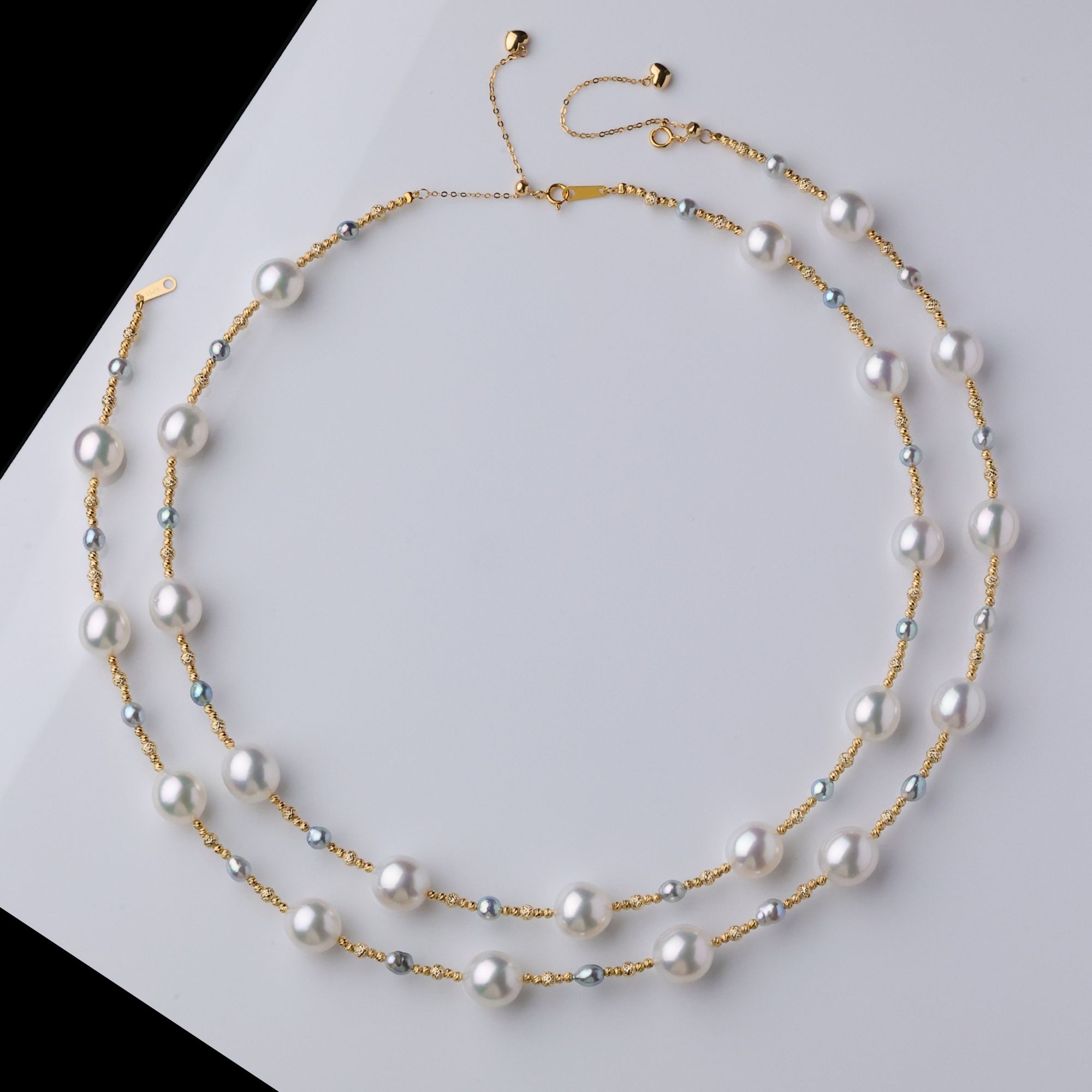 海水澳白珍珠项链4-11mm18K金镶满天星keshi珍珠项链*多样性发一