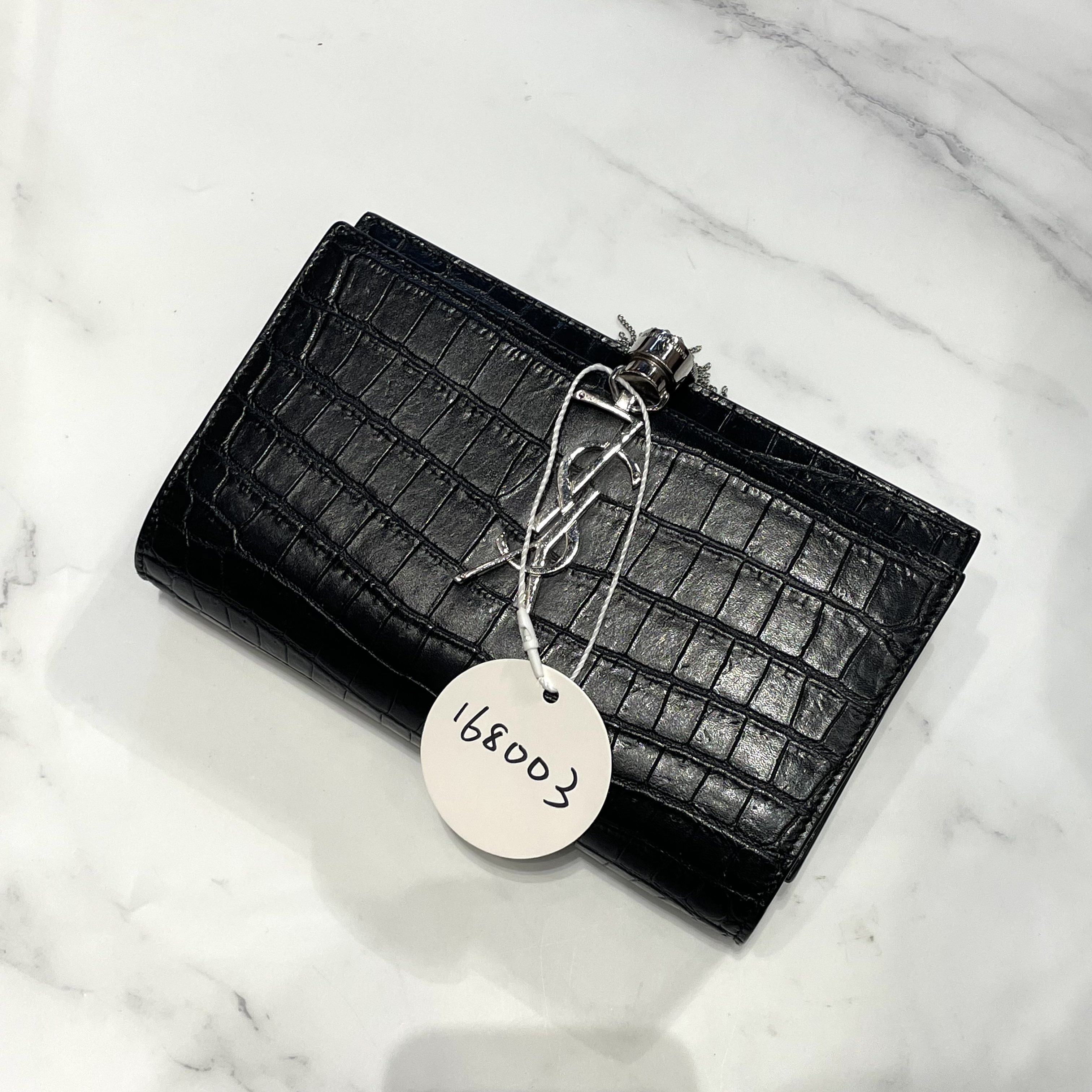 95新 YSL/圣罗兰 夏七中古/黑银kate流苏woc/单肩包168003