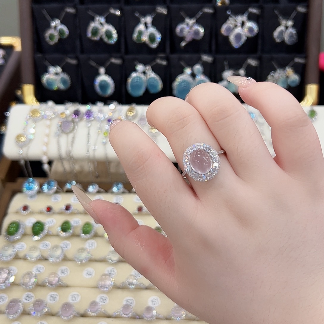 银S925镶嵌蛇纹石玉戒指