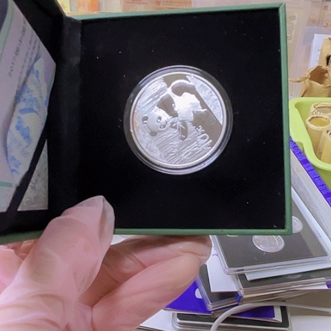其他普通金属2017年熊猫银币带盒，，，，，