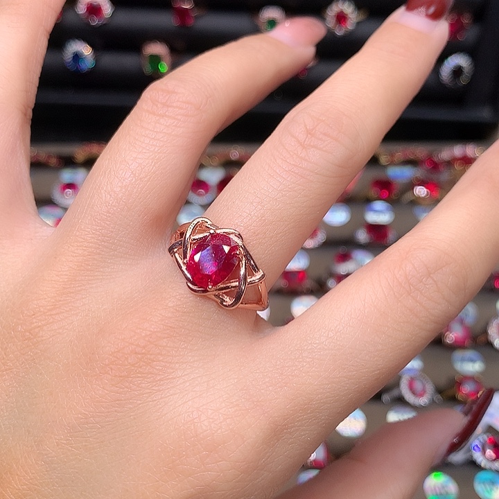 红宝石戒指银S925镶嵌79