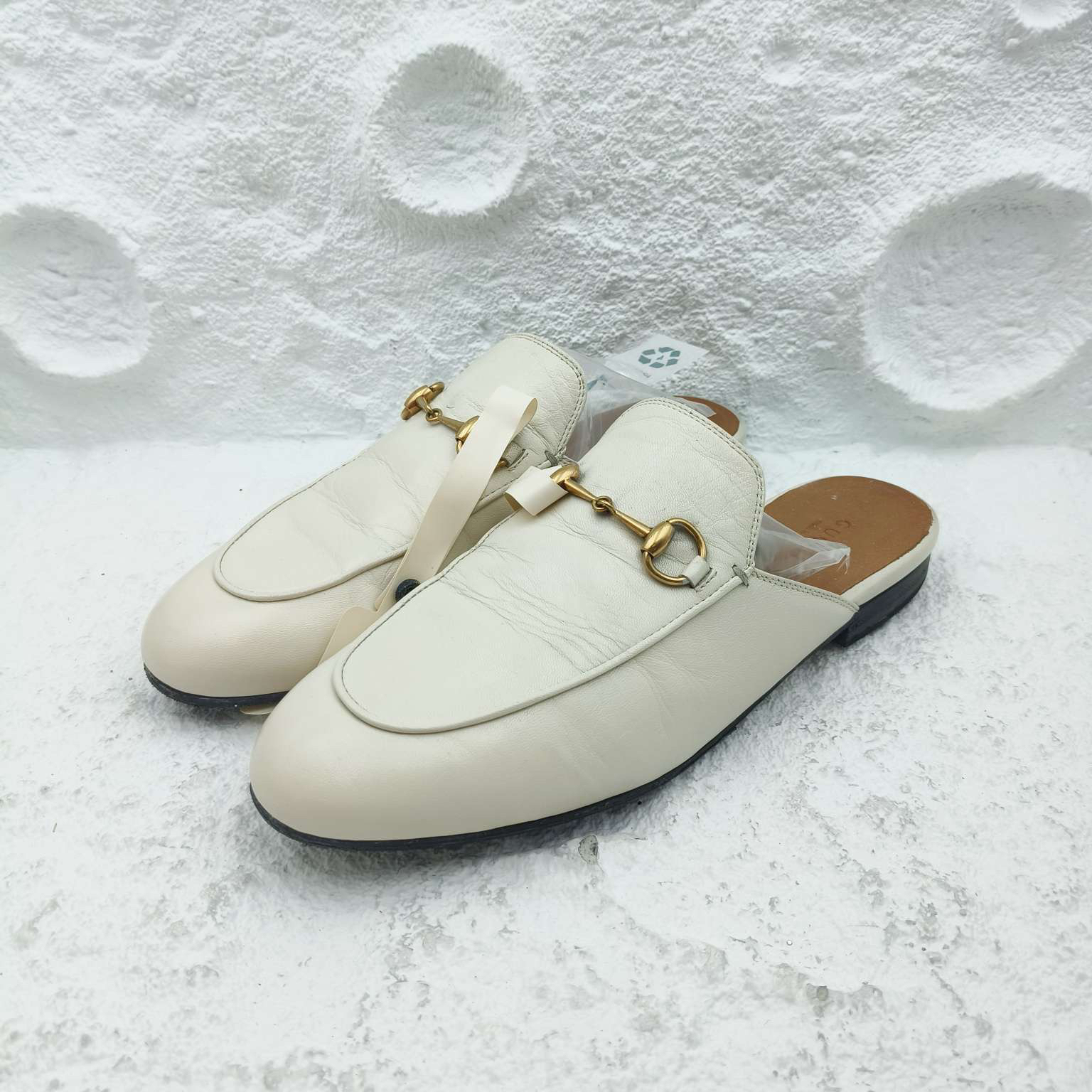 gucci/古驰/米色马蹄扣半拖/38码/非全新