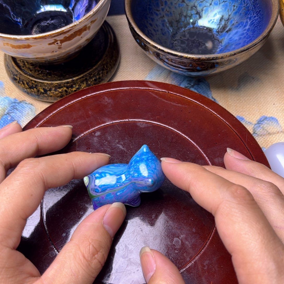 茶盏大漆木头茶宠摆件