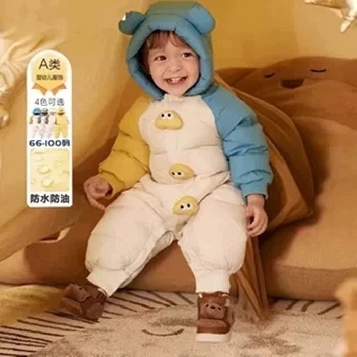 【大朵绒商场品质】婴儿宝宝羽绒服冬季连体爬服外出加厚