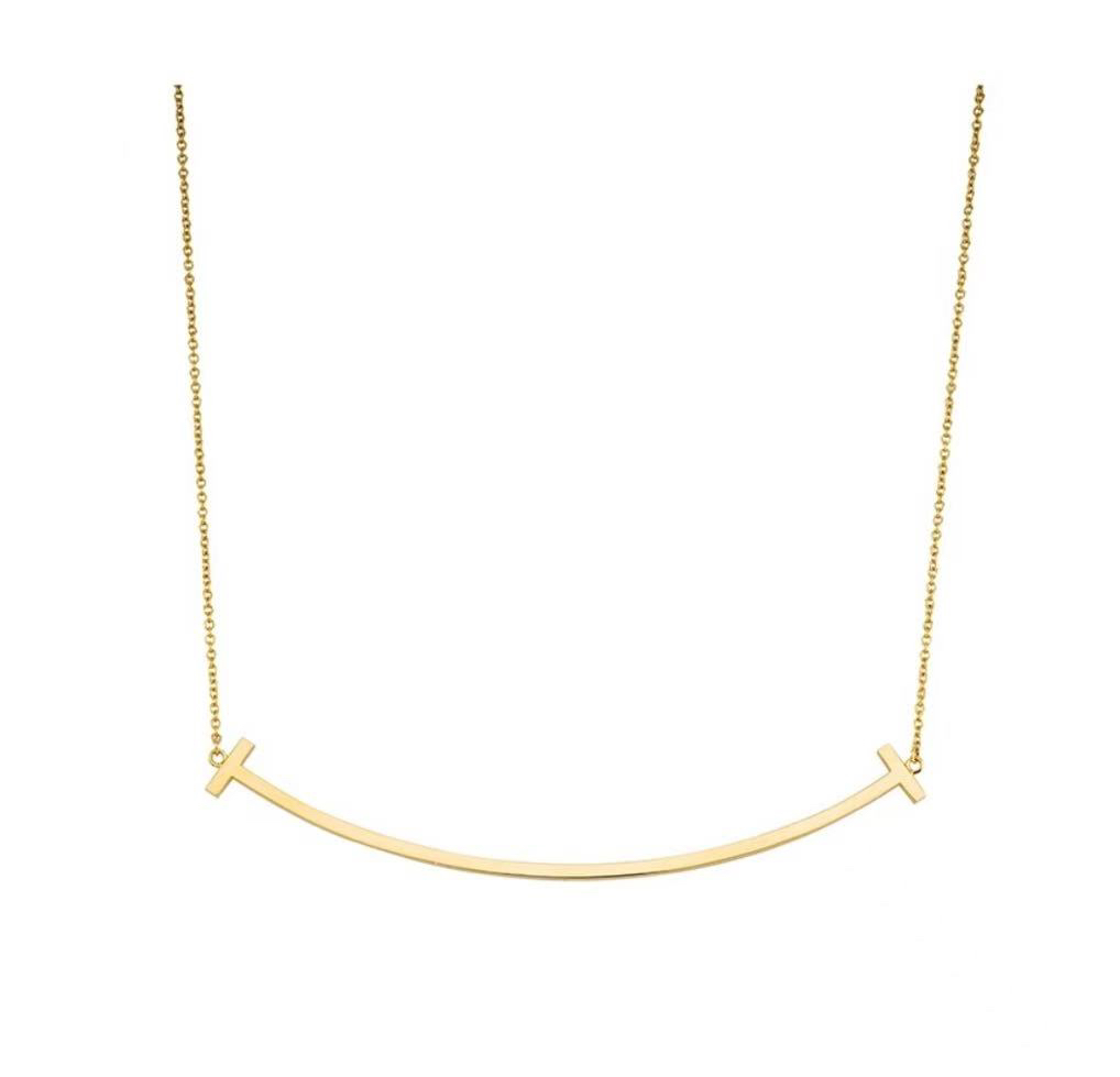 99新 Tiffany & Co./蒂芙尼 18K黄金大号微笑项链 带票