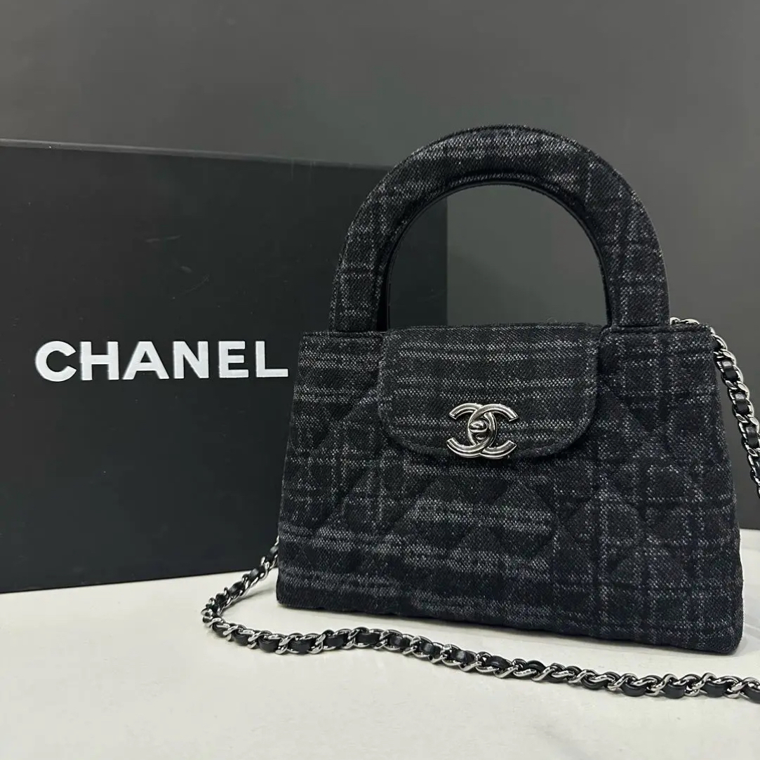 99新 Chanel/香奈儿 24A牛仔kelly链条包芯片19cm/JJ5110606