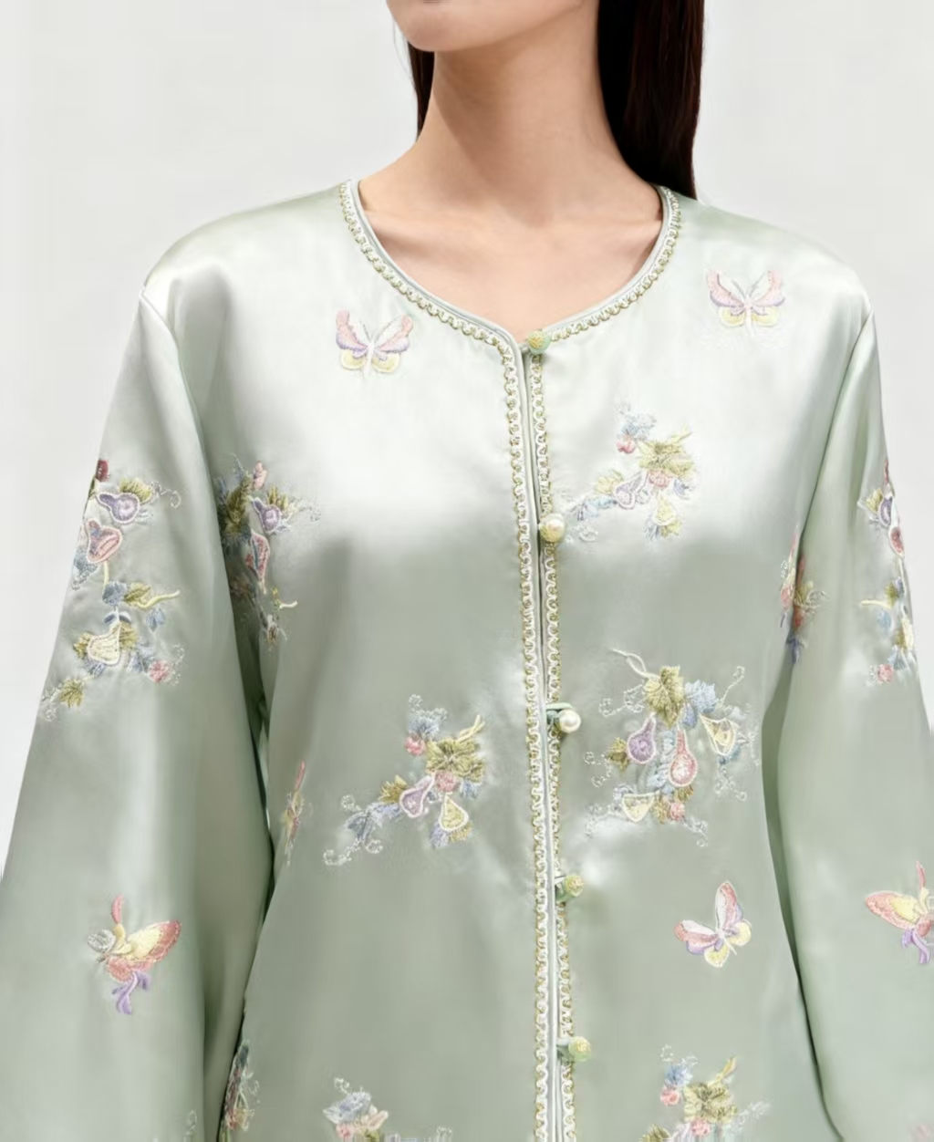 RONGRONG【福绿蝶】秋季2025新款新中式刺绣满绣国风醋酸外套2593