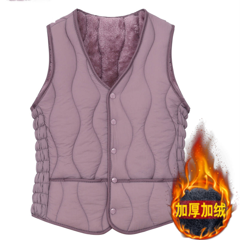 新款马夹可机洗厚款中老年人背心加绒加厚无袖保暖女士大码坎肩
