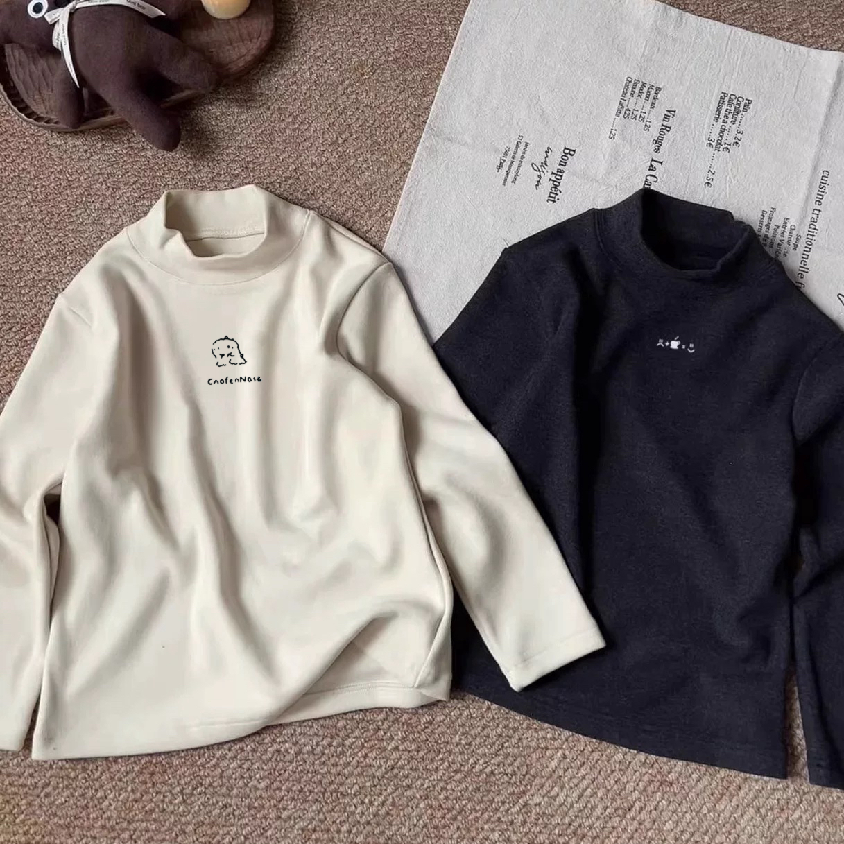 婴格朗迪T9加厚男女童打底衫经典百搭舒绒细腻保暖时髦内搭上衣