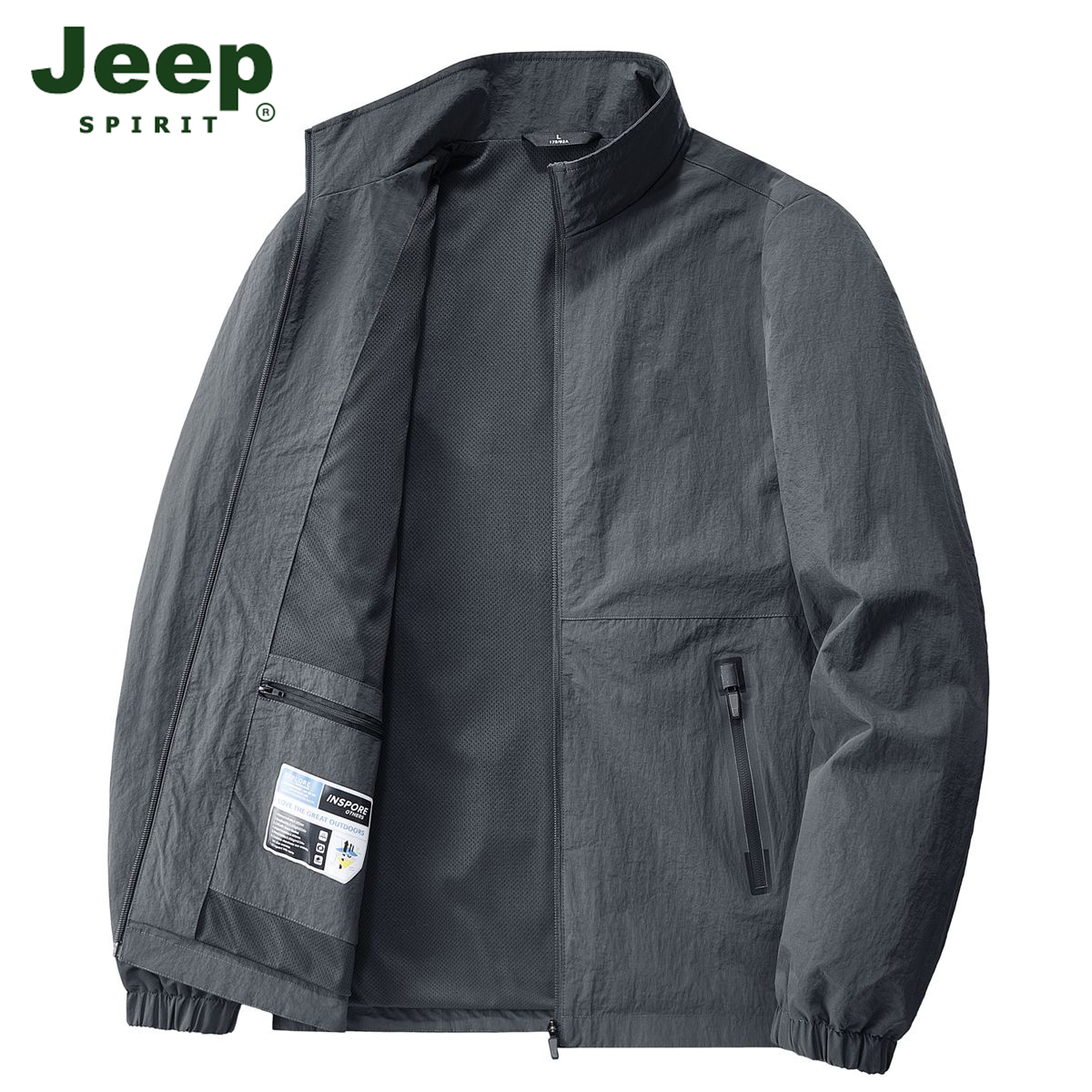 Jeep吉普秋季男士外套高档商务休闲夹克时尚百搭立领夹克衫风衣男