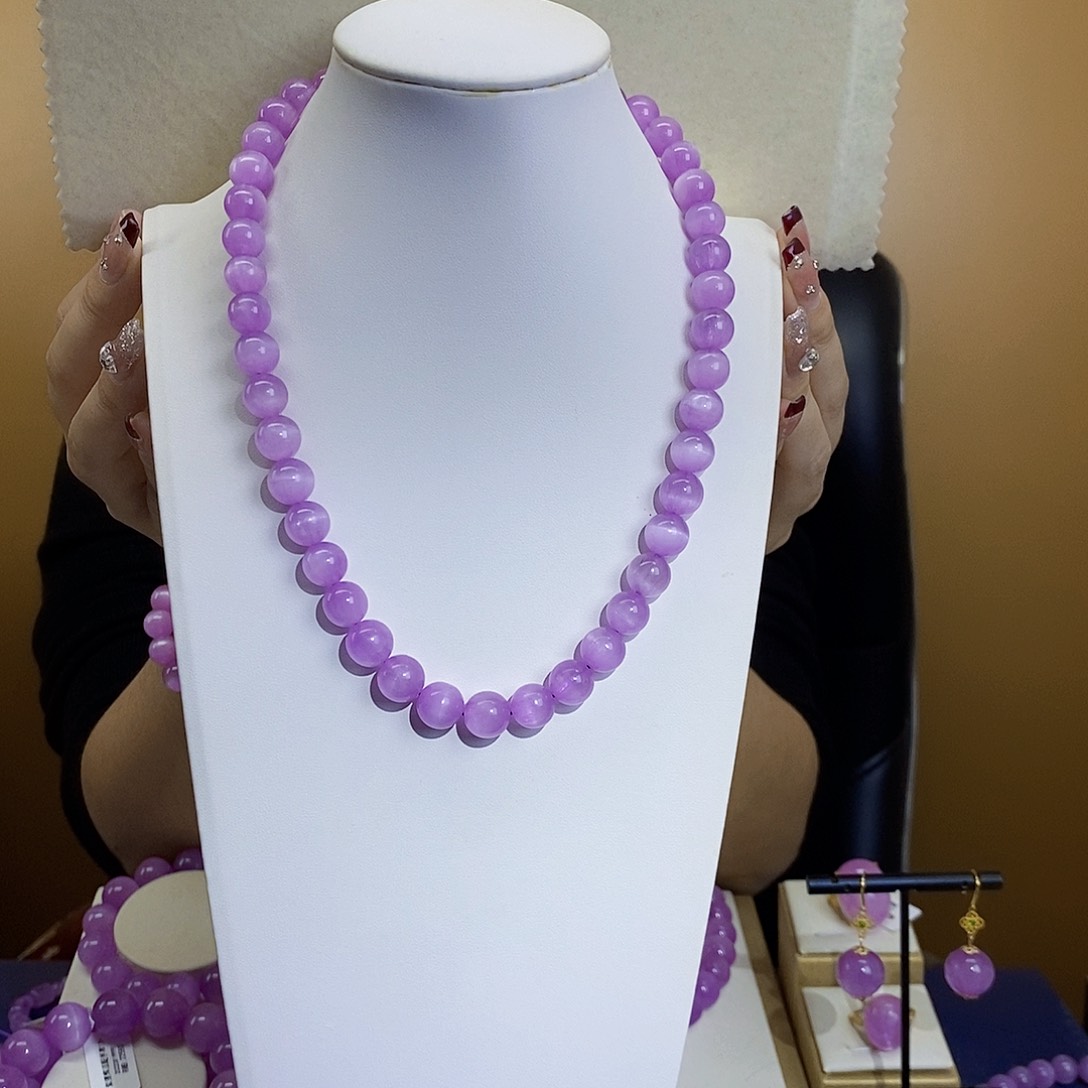 锂辉石紫锂辉高冰收藏级项链10+未镶嵌