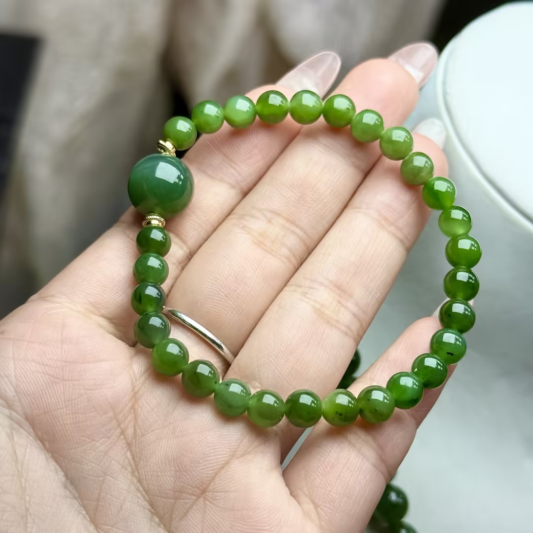 【CH】和田玉碧玉DIY手串-约6mm（多样性发其一）